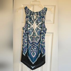 INC INTERNATIONAL CONCEPTS VIBRANT TEAL AND BLUE SLEEVELESS TOP SIZE MEDIUM